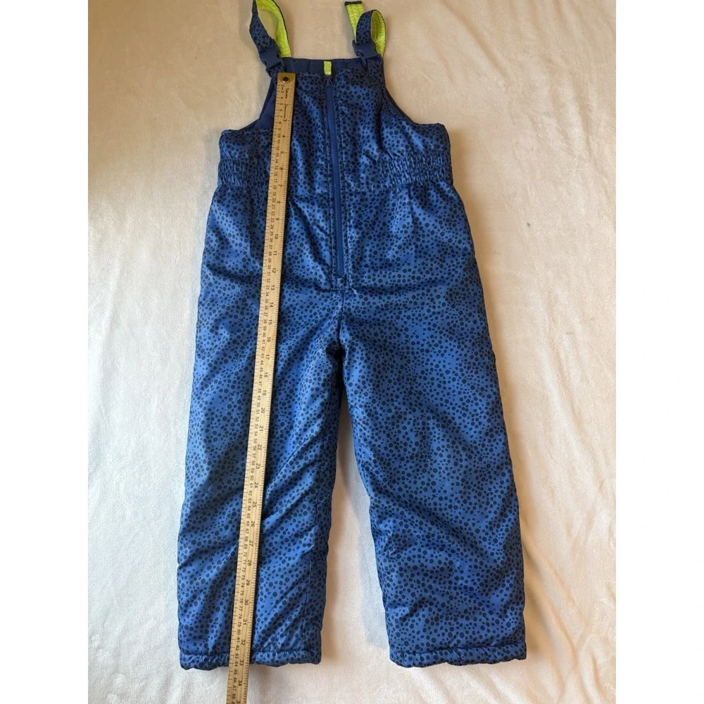 Carter's kids Size M 5-6 Blue Black Bib Ski Snow Pants Polka Dot Adjustable